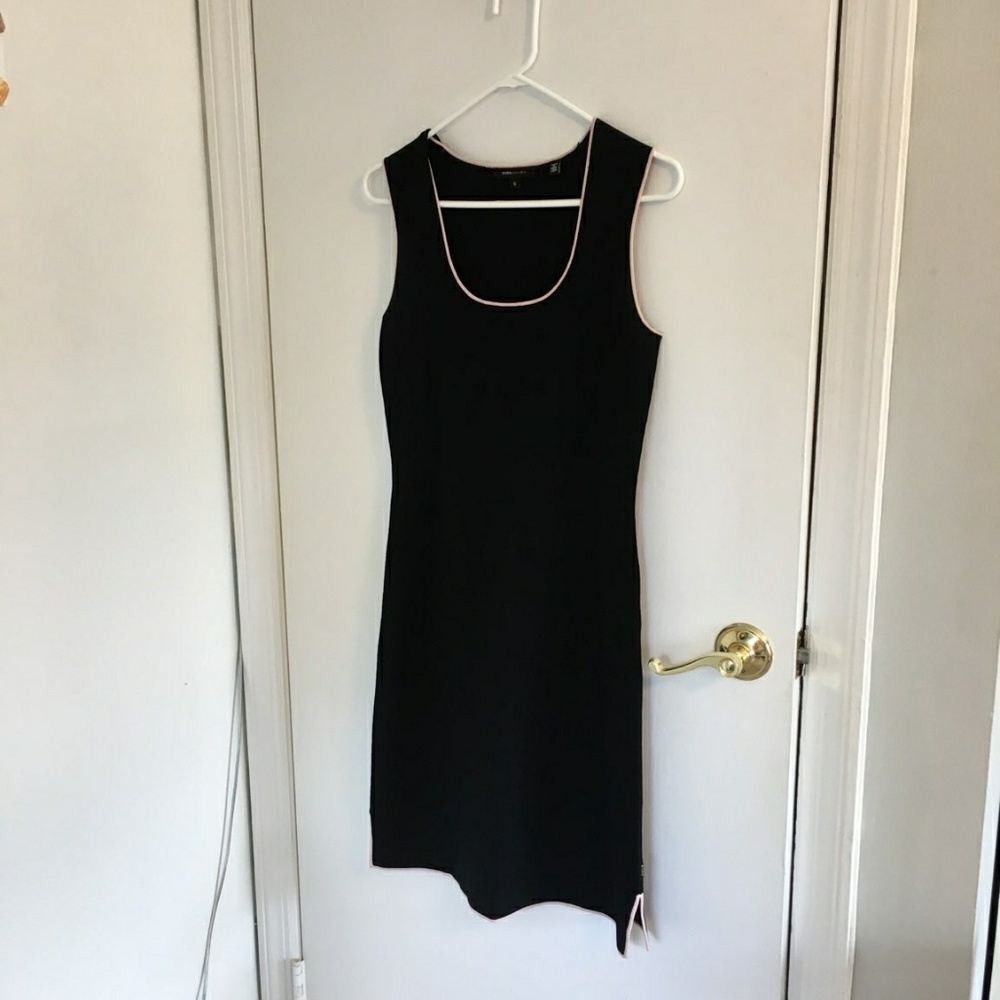 {BCBG Maxazria} Blush Trim Black Slinky Dress 💕
